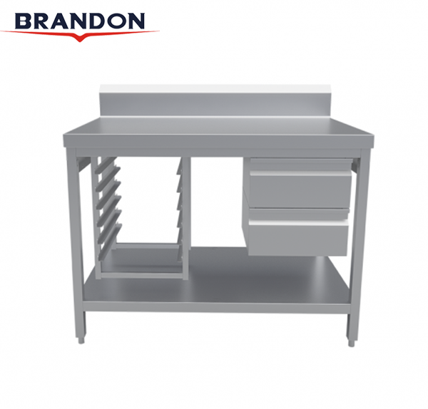 Disassembly and assembly of double-layer workbench with left lower frame and right cabinet barrel